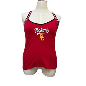 NWT USC Trojans WEAR by Erin Andrews Open Hole Razorback Tank Top Women's L Red